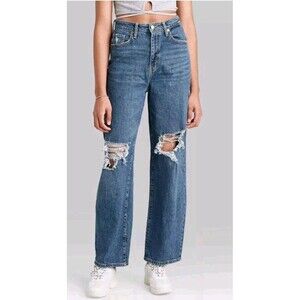 Wild Fable Highest Rise Baggy Denim Jeans Women Size 4 27" Distressed Blue New